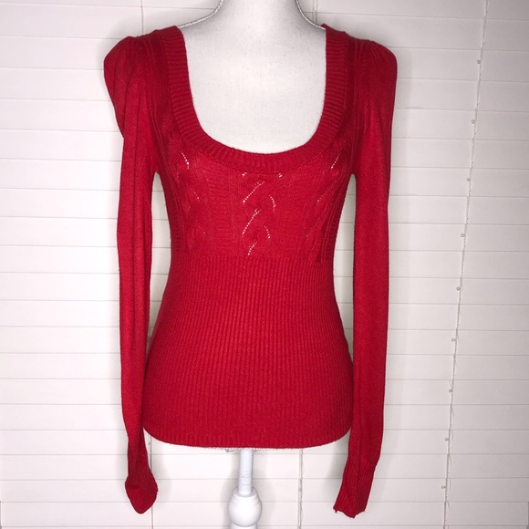 Bebe Scoop Neck Cable Knit Sweater - Picture 3 of 5